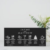 Black Silver Wedding Timeline Begrüßungstablett Hi (Stehend Vorderseite)
