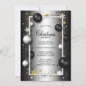 Black Silver Weihnachtsschmuck Weihnachts-Party Einladung (Vorderseite)