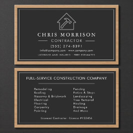 Black & Silver Wood Building Construction  Visitenkarte