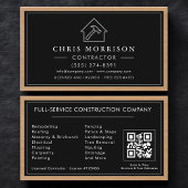 Black Silver Wood Construction Contractor QR Code Visitenkarte
