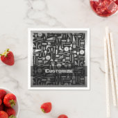 Black & Silver Workshop Tools Napkins Serviette (Beispiel)