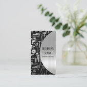 "Black & Silver Workshop Tools" - Visitenkarte 2 (Stehend Vorderseite)