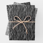 Black Silver Zebra Animal Print Glitzer Geschenkpapier Set (Beispiel)