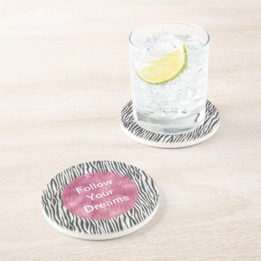 Black Silver Zebra Print Getränkeuntersetzer (Seite)