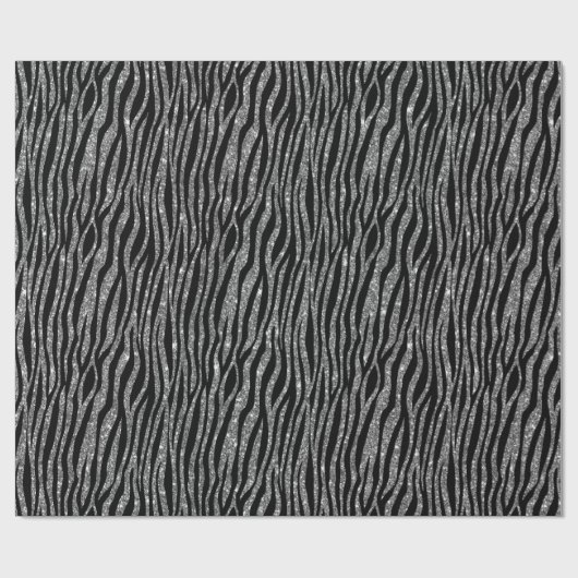 Black Silver Zebra Print Glitzer    Geschenkpapier (Flach)