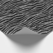 Black Silver Zebra Print Glitzer    Geschenkpapier (Ecke)