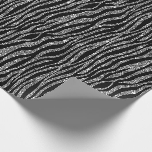 Black Silver Zebra Print Glitzer    Geschenkpapier (Ecke)