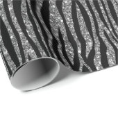 Black Silver Zebra Print Glitzer    Geschenkpapier (Rolleneckpunkt)