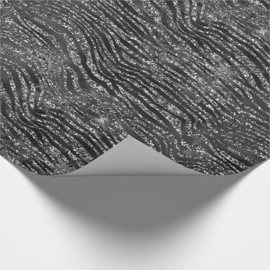 Black Silver Zebra Print Imitate Glitzer Geschenkpapier (Ecke)