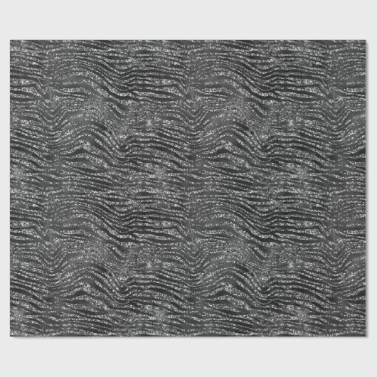 Black Silver Zebra Print Imitate Glitzer Geschenkpapier (Flach)