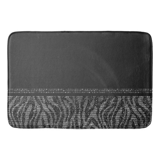 Black & Silver Zebra Wild Animal Print Exotic Glam Badematte (Vorderseite)