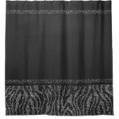 Black & Silver Zebra Wild Animal Print Exotic Glam Duschvorhang (Vorderseite)