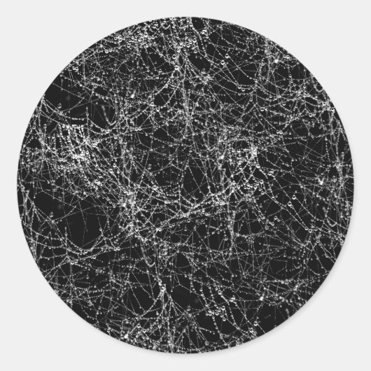 Black & Silvery Spider Webs Chic Halloween-Party Runder Aufkleber (Vorderseite)