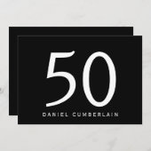 Black Simple 50. Geburtstagsparty Einladung (Vorne/Hinten)