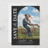 Black Simple Arch Foto Wedding Save the Date (Vorderseite)