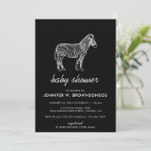 Black Simple Basic Linear Zebra Einladung (Stehend Vorderseite)