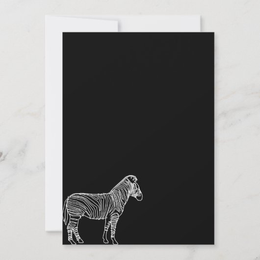 Black Simple Basic Linear Zebra Einladung (Rückseite)
