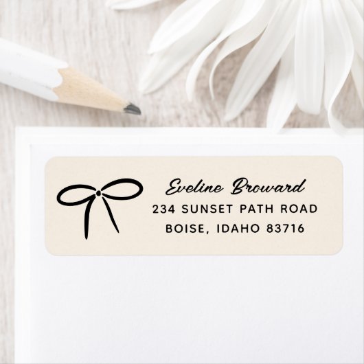 Black Simple Bow Return Address Label (Insitu)