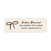 Black Simple Bow Return Address Label (Vorne)