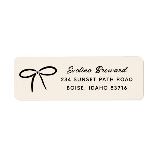 Black Simple Bow Return Address Label (Vorne)