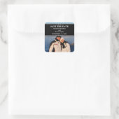 Black Simple Chic Foto Save the Date Stickers (Tasche)