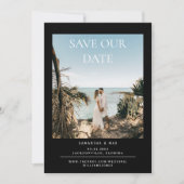 Black Simple Couple Foto Wedding Save the Date (Vorderseite)