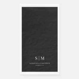 Black Simple Couple Initials Wedding Serviette
