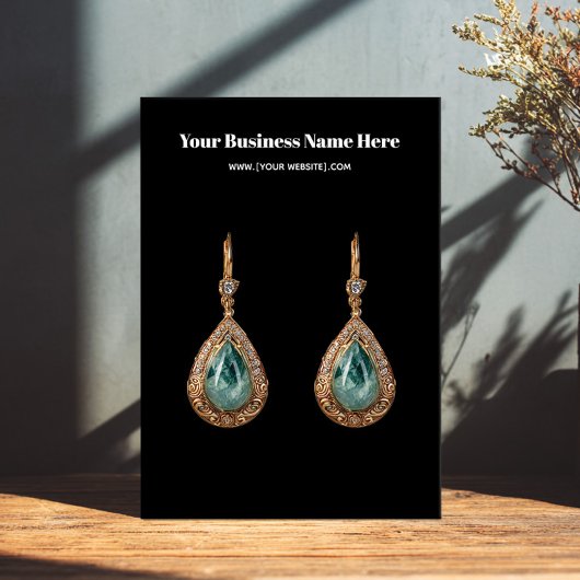 Black Simple Custom Earring Business Card