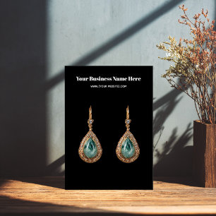 Black Simple Custom Earring Business Card