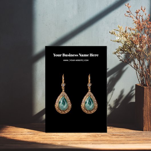 Black Simple Custom Earring Business Card