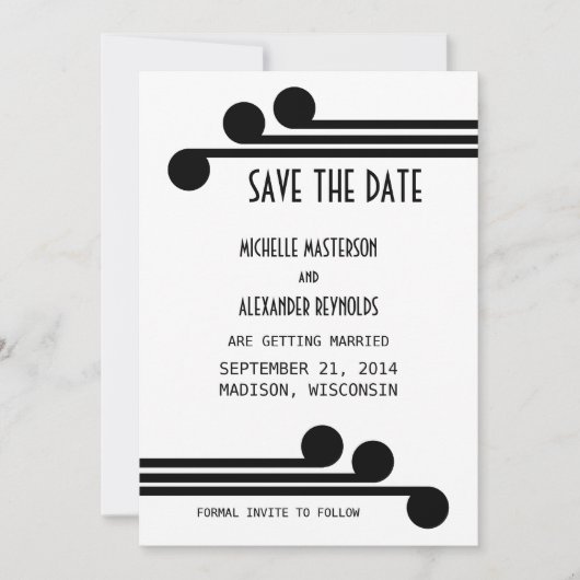 Black Simple Deko Chic Save the Date einladen Einladung (Vorderseite)