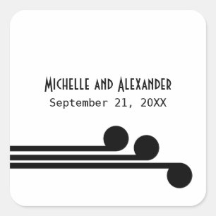 Black Simple Deko Chic Wedding Stickers