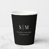 Black Simple Elegant Couple Initials Wedding Pappbecher (Vorderseite)