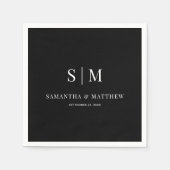 Black Simple Elegant Couple Initials Wedding Serviette (Vorderseite)