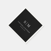 Black Simple Elegant Couple Initials Wedding Serviette (Ecke)