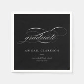 Black Simple Elegant Script Abschluss Serviette (Vorderseite)