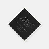 Black Simple Elegant Script Abschluss Serviette (Ecke)