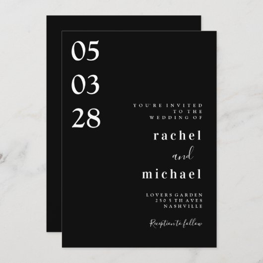 Black Simple elegante Einladung (Vorne/Hinten)