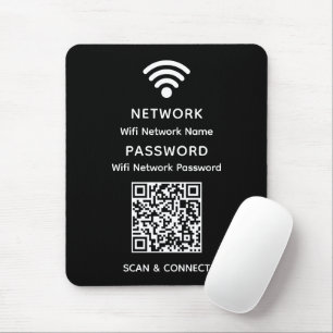 Black Simple Elegante Wifi QR Code Netzwerkkennwor Mousepad