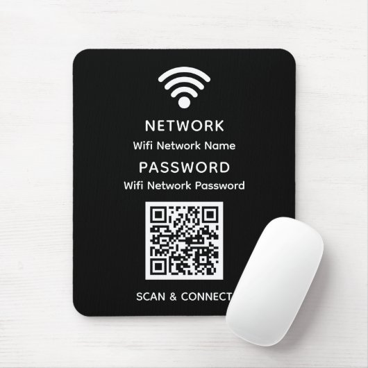 Black Simple Elegante Wifi QR Code Netzwerkkennwor Mousepad (Mit Mouse)