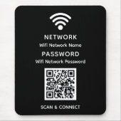 Black Simple Elegante Wifi QR Code Netzwerkkennwor Mousepad (Vorne)