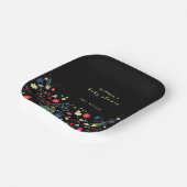 Black Simple Elegante Wildblume Baby Shower Pappteller (Gewinkelt)