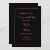 Black Simple Gerahmte Engagement Party Einladung (Vorne/Hinten)