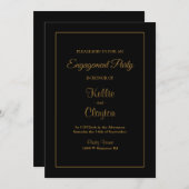 Black Simple Gerahmte Engagement Party Einladung (Vorne/Hinten)