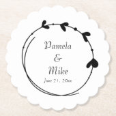 Black Simple Heart Wreath Wedding Untersetzer (Vorderseite)