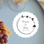 Black Simple Heart Wreath Wedding Untersetzer