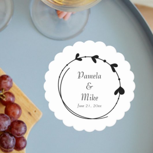 Black Simple Heart Wreath Wedding Untersetzer