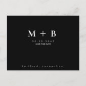Black Simple Initials Wedding QR Save the Date Postkarte (Vorderseite)