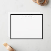 Black Simple Line Moderne stilvolle Klassik Elegan Mitteilungskarte (Vorderseite/Rückseite Beispiel)