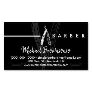 Black Simple Logo Razard Barber Magnetische Visitenkarte